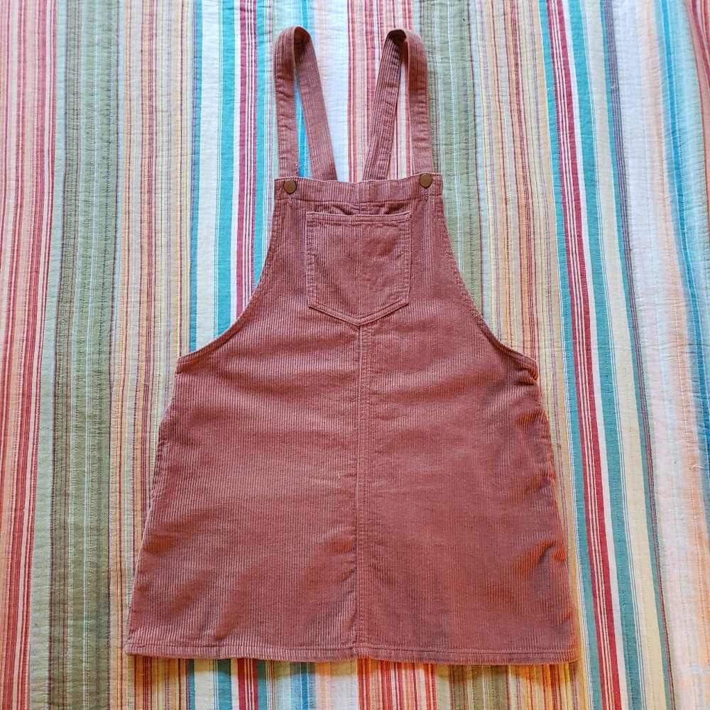 Forever 21 Blush Corduroy Overall Jumper Dress L